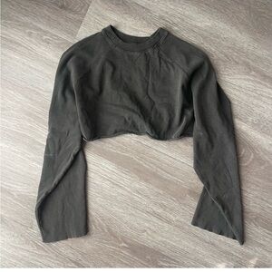 Joah Brown Gray Cropped Sweatshirt